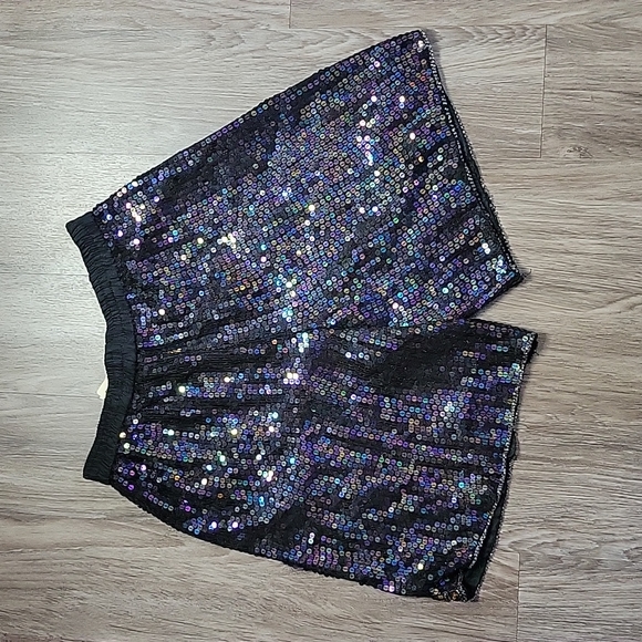 NWT Vintage Cee Cee Black Silk Sequin & Beaded High Rise Shorts Retro India MD - Picture 2 of 15